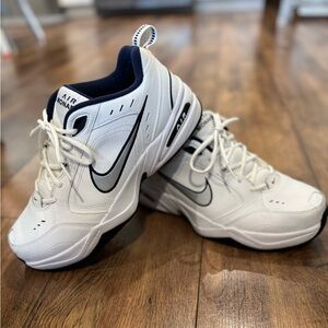 Nike Air Monarch IV Men's White and Navy Athletic Shoes